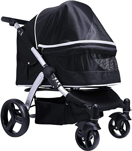 Großer Hunde-Kinderwagen – Ideale Katzentrage – Atmungsaktiver Reise-Haustier-Kinderwagen für Hunde – verstellbarer Griff – Kinderwagen-Wagen