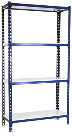 PROREGAL Schwerlastregal MID Metal Shark | HxBxT 150x80x50cm | Fachlast 180kg | Blau-Weiß | Regal Standregal Werkstattregal Lagerregal Kellerregal