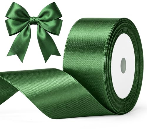 G2PLUS Dunkelgrün Satinband 40mm, Breit Dekoration Geschenkband, 22m Schleifenband zum Bastel, Dunkelgrün Satin Dekoband für Geschenkverpackung, Dekoration