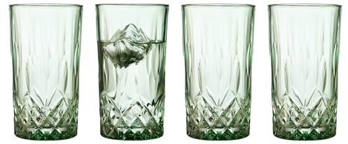 Lyngby Glas Sorrento Highball Glas, Longdrinkglas, 38 cl, 4 Stck., Grün