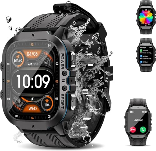 OBA Oukitel BT20 Smartwatch mit 1,96 Zoll AMOLED-Display, Bluetooth, Sprachassistent, Herzfrequenzmesser, Schrittzähler und Schlafüberwachung, L