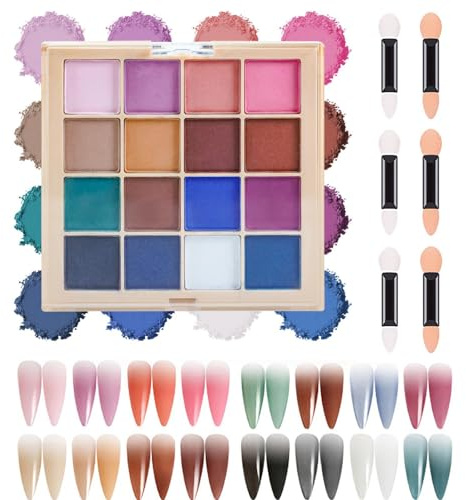 MKNZOME 16 Farben Pigment für Nägel, Blau Weiß Rosa Pigmente Nägel Nagel Pulver für Nail Art DIY Nail Design, Nagelkunst DIY Basteln Schminke Deko