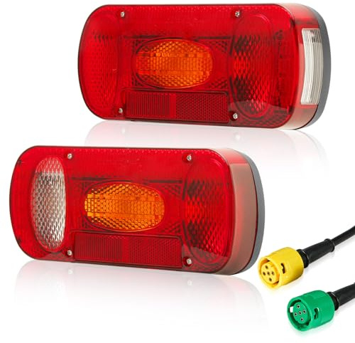 SPARKMOTO 2 x Rückleuchten für Anhänger Set inkl. P21/5W Glühbirnen 12V mit 5 Polig Bajonett Stecker, Rücklicht Anhängerbeleuchtung Heckleuchten,Rückleuchten Set 13 Pol Fahrradträger