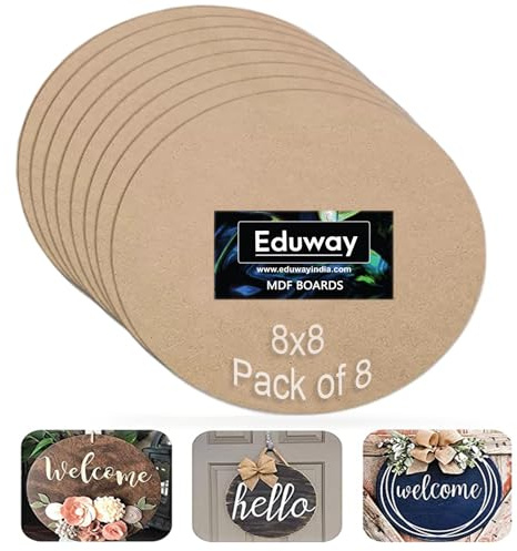 Eduway Runde MDF-Platte für Bastelkunst, 4 mm dick, Premium-Kiefernkarton für Künstler, Kunst- und Handwerksstudenten, harter Ausschnitt in kleinen und großen Größen (20 x 20 cm)