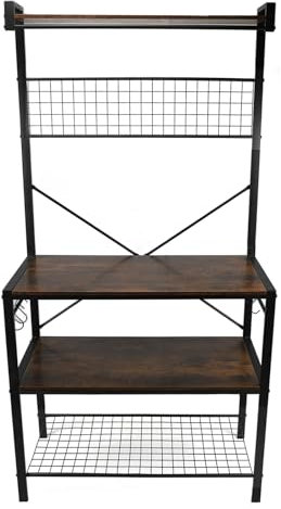 NOENNULL Microwave Oven Rack, Kitchen Counter Organizer Shelf Stand Metal Frame Storage Shelving Unit Multi Layer Organizer Stand, Pot Pan Grill Storage Racks for Microwave Oven Home