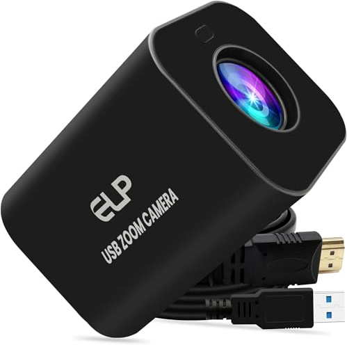 ELP Telecamera USB con zoom 12X 4K 30fps 1080P 60fps HDMI USB Webcam autofocus Zoom manuale Telecomando a infrarossi Telecamera PC H.265 H.264 ad alta velocità per videoconferenze in streaming chiesa