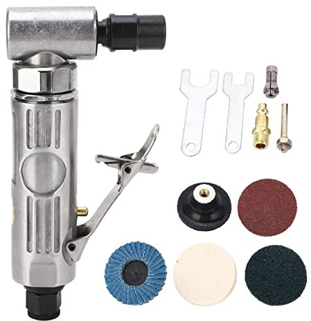 Pneumatic Grinding Kit Right Angle Pneumatic Die Grinder Pneumatic Die Grinder Kit Speed Adjustable Polishing Color 0.3HP Motor 1/4 1/8 Chuck