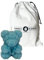 Vela con forma de osito con pétalos - Bolsa regalo - Vela artesanal - Diámetro 8 cm altura 10 cm - Bombonera Bautizo - Baby Shower - Comunión - Color azul - Cereria Di Giorgio