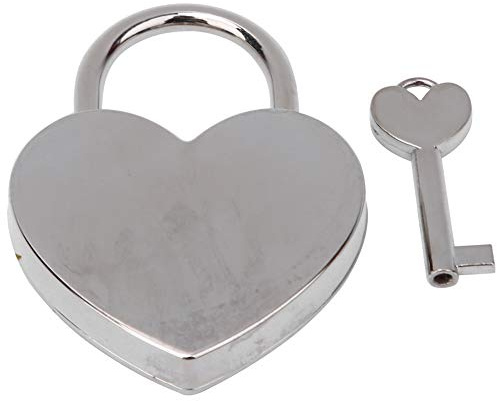 Cadenas vintage à cœur avec clé pour boîte à bijoux, fournitures artisanales pour la maison, 45 x 59 mm, argent (COLORFUL)
