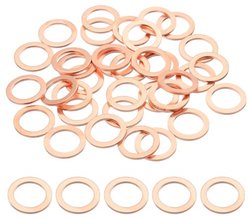 PATIKIL 35PCS Rondelle In Rame M14, Rondelle Schiacciabile In Rame M14x20x1.5mm Rondelle Piatte Metriche Rondelle Di Tenuta Kit Assortimento Guarnizione Per Tappo Di Scarico Olio