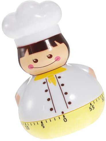 JECOMPRIS Mini Chef Mechanical Cooking Timer Alarm Yellow Countdown Egg Timer for Kitchen and Baking Household Kitchen Time Manager