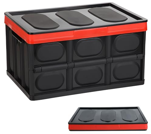 Kisten, Klappbox Mit Deckel Einkaufskorb Faltbarer Wäschekorb Einkaufskorb Faltbar Klappkiste Klappboxen Faltbar Stabil Faltbox Faltboxen (Schwarz-42 * 28 * 23cm)