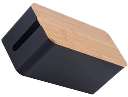Zanthicia Organizador de escritorio, caja de cables escritorio resistente y duradera, plástico resistente a los desordenes, organizador para estuche almacenamiento, Negro, METRO