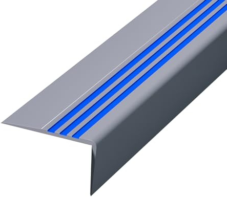 Rutschfeste PVC treppenkantenprofil 100 cm, L-förmige Treppen-Winkelprofil Gummi-Treppenkanten-Schutzprofil für innen- und außentreppe(Gray)