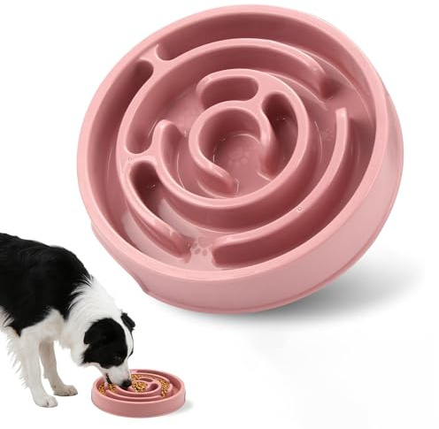 Antischlingnapf Hunde, Anti Schling Napf Hund Katze, Gesunde Hundenapf für Mittelgroße und Kleine Hunde, Antischlingnapf Katzen, Slow Feeder Fressnapf mit rutschfest (Rosa)
