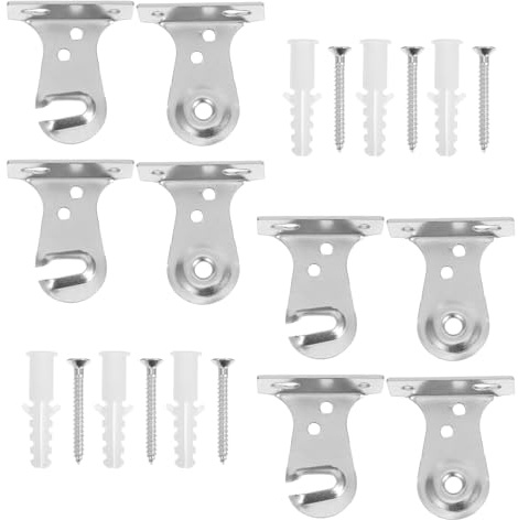 Tofficu Supports Métalliques pour Stores Enrouleurs Robustes Vis – 4 Paires de Supports Muraux de Fixation pour Tringles à Rideaux – Accessoires de Quincaillerie Polyvalents pour Montage