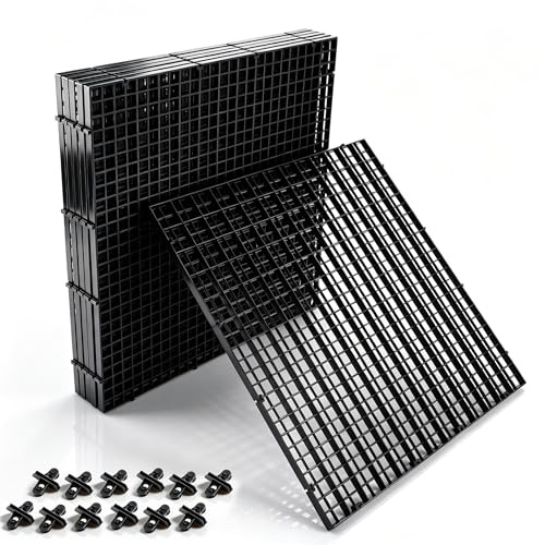 mawmuaw Kunststoffgitter-Aquarium, 6 Stück Aquarium-Trennwand 30x30 cm | Trennwand für Aquarien Schwarz, Aquarium-Gittertrenner mit 12 Saugnapf-Clips, Aquarium-Trenner Aquariumteiler für Aquascaping