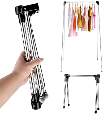 Hbzunt Tragbarer Wäscheständer, faltbar, 33–71,1 cm, tragbarer Reise-Kleiderständer, zusammenklappbare Kleiderstange, Kleiderständer für Zuhause, Wäsche, Camping, Reisen, Outdoor