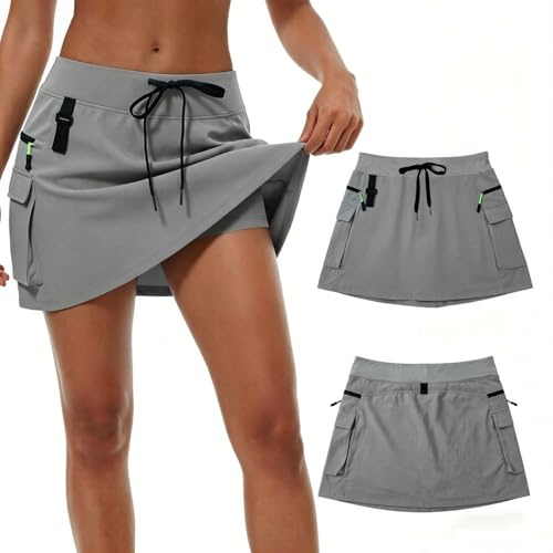 RJVZVEJH Skorts for Women UK, High Waist Cargo Skirts Built in Shorts, 4 Pockets Tennis Golf Hiking Sports Dress Casual Wear
