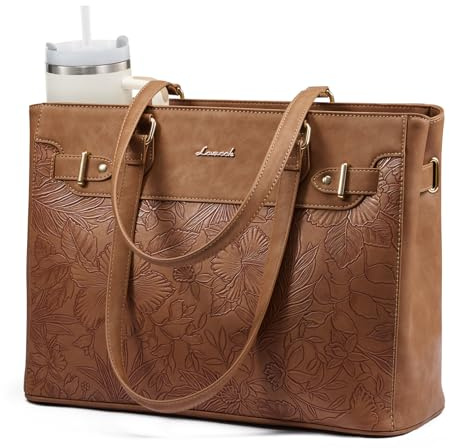 LOVEVOOK Handtasche Damen Mittelgroß, 15,6 Shopper Tasche Arbeitstasche Elegant Laptoptasche Groß, PU Leder Tote Bag Women Lehrertasche Aktentasche mit Laptopfach für Business, Schule, Büro