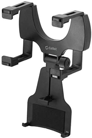 Cellet Vehicle Rear View Mirror Phone Holder Mount Universal Smartphone Cradle Compatible to iPhone 14 Pro Max Plus 13 12 11 XR XS SE Galaxy Z Flip Z Fold S22 S21 S20 S10 Google Map GPS Navigation