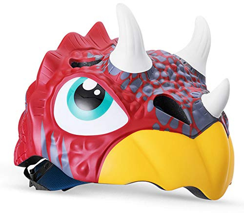 Heemtle Child Bike Helmets PC + EPS Cartoon Dinosaur Cycling Riding Skating Children's Helmets Breathable Safety Bicycle Helmet 4 Colors Optional (Adjustable:52-57cm)