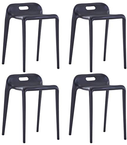 vidaXL 4X Sgabelli Impilabili Rotondi Leggeri Impermeabili per Interni Cucina Giardino Seggiole Sedie Bar Nero in Plastica PP
