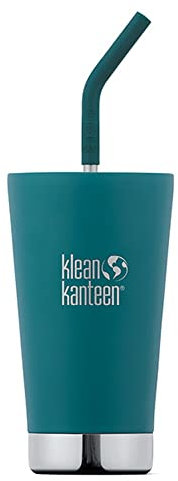 Klean Kanteen 19322079018016 Isolierter Becher mit Strohhalm, 473 ml, Emerald Bay
