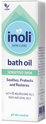 Inoli Babyöl für das Bad | pH-hautneutral Baby Badezusatz | Badeöl Mit 6 natürlichen Ölen | Sojaöl, Sonnenblumenöl, Macadamiaöl, Camelinaöl, pflanzliches Öl & Vitamin E | 100 ml