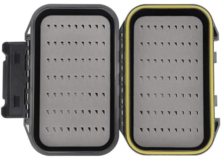 Caja de cebo de pesca con mosca port¡§¡étil, caja de se?uelo de pesca de mosca impermeable de doble capa Estuche de almacenamiento Organizaci¡§?n de accesorios de pesca en negro
