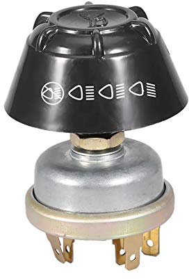 Druckknopfschalter 1502378C1,12V ABS + Aluminiummaterial Wasserdichter Licht-/Hupenschalter Druckknopf für Traktor K300657 Silber + Schwarz