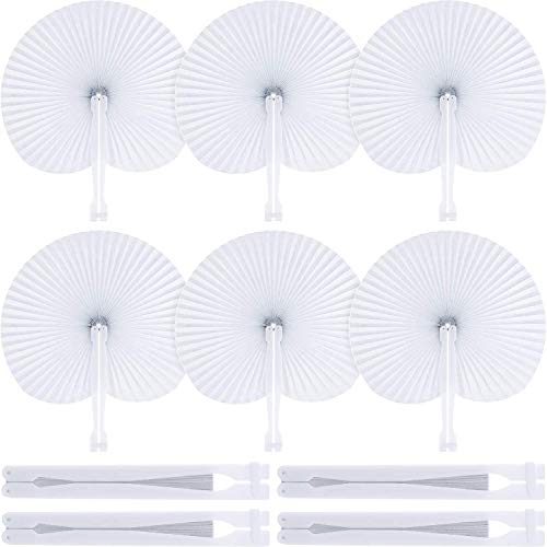 Icelus 60 Stück Papierfächer Handfächer Fächer Hochzeit Hochzeitsfächer Taschenfächer Faltfächer Faltbar Gastgeschenk Für Sommer Gelegenheiten, Party, Hochzeiten im Freien, DIY, Wand Dekoration