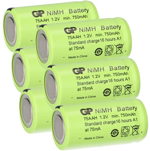 6er Sparset GP GP75AAH Akku 2/3AA Mignon NiMH Akku 1,2V 750mAh wiederaufladbar