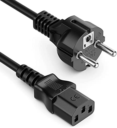 CABLEPELADO Cable de alimentación CPU Recto | Enchufe Tipo F (CEE 7/7) Recto en Toma de Entrada C13 Enchufe | Sección 1 mm² | Ordenador, Monitor, Impresora | Negro | 2 Metros
