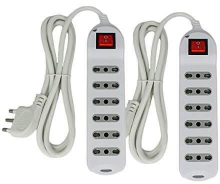 2 Pezzi Multipresa Ciabatta Elettrica, Prese Bipasso 10/16A, Spina Grossa 16A (6 Posti Prese Cavo 1.5M Con Interruttore)