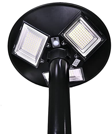 JANDEI - Solar LED Straßenlaterne 1500 Lumen, für Outdoor IP65, Batterie und Fernbedienung inklusive, Präsenzsensor 6-8m, Kaltweiß, Park, Garten, Hof, Straßen