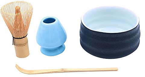ANCLLO Ensemble de 4 pièces à thé matcha japonais, fouet/bol/support/cuillère en bambou pour cérémonie traditionnelle japonaise #2