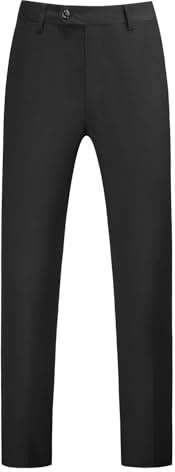 MOGU Mens Front Flat Casual Dress Pants Slim Fit Size 34 Black