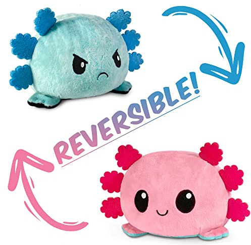 Thedttoy Axolotl Plüschspielzeug, Wende Kuscheltier Stimmungs Kawaii Moody Plüsch Spielzeug Niedliche Doppelseitige Plüschtier Spielzeug Geschenke für Kinder(Rosa und blau)