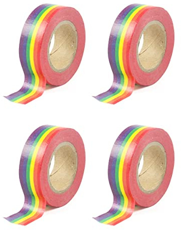Washi Band Set 4 Rolle Regenbogen Farben Masking Tape Horizontale Streifen Band Dekorative Masking Tape Klebeband 15 Mm Breite Washi Band 10 M Länge Geschenk Verpackung Bänder