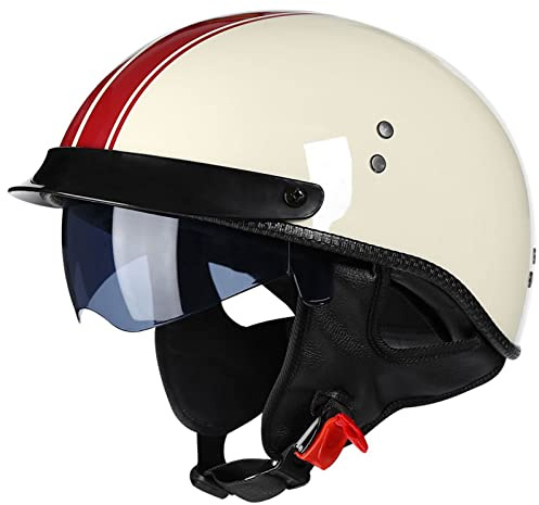 LHBM Retro Oldtimer Halbschale Helm Motorrad Brain-Cap, DOT/ECE-Zulassung Halbschale Motorrad