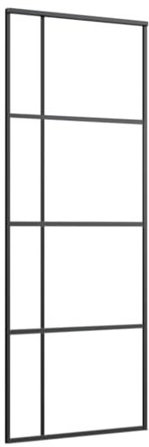 vidaXL Schiebetür Schiebetürsystem Glastür Glasschiebetür Ganzglasschiebetür Tür Innen mit Alurahmen ESG-Glas Aluminium 76x205 cm Schwarz