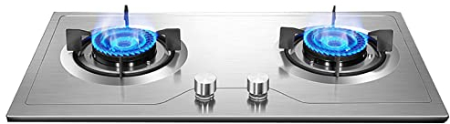 IBOWZ Tables de Cuisson à Gaz Table de Cuisson à gaz Table de Cuisson à gaz intégrée,4,8 KW à Triple Anneau 2 brûleurs,avec Protection Contre Les pannes de Flamme 72 cm en Acier Inoxydable GPL/NG