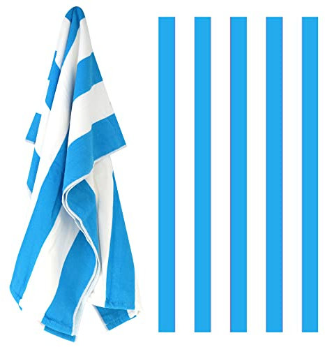 GEEZY Microfibre Beach Towel, Blue Striped - Quick Drying, Lightweight, Sand-Free, Large & Durable, Summer Design - Beach Essentials for Travel, Holiday, Swimming, Sauna, Adults & Kids, 70x140cm