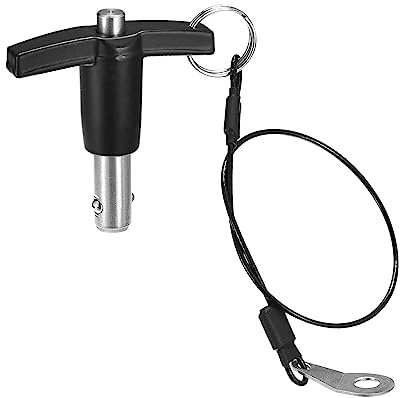QUARKZMAN T Griff Kugelsperrbolzen 1 Stück 10mm Pin Durchm. 10mm Verwendung Länge T Griff Sicherungsstifte Edelstahl Druckschalter Schnellverschluss Stift mit Schlüsselband Kabel
