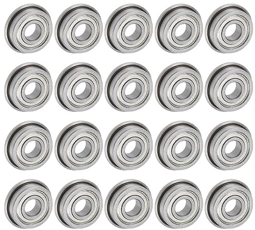 QUARKZMAN 20 Stück F695ZZ Flanschkugellager 5x13x4mm Rillenkugellager Doppel Abgeschirmt Chrom Stahl Flansch Lager für DIY, Werkzeugmaschinen, 3D Drucker