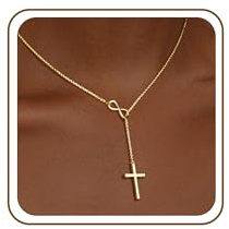 Infinity Cross Necklace for Women, 14K Gold Plated Necklace Unique Trendy Cross Pendant Jewelry, Non Tarnish & Waterproof Christian Jewelry - First Communion Confirmation Easter Gift