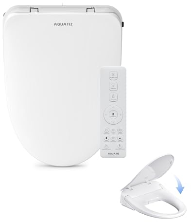 Aquatiz Auto Open Close Bidet Toilet Seat, Elongated with Endless Warm Water, Seat Heating, Night Light, Warm Air Dryer, Advanced Bidet Attachment for Toilets