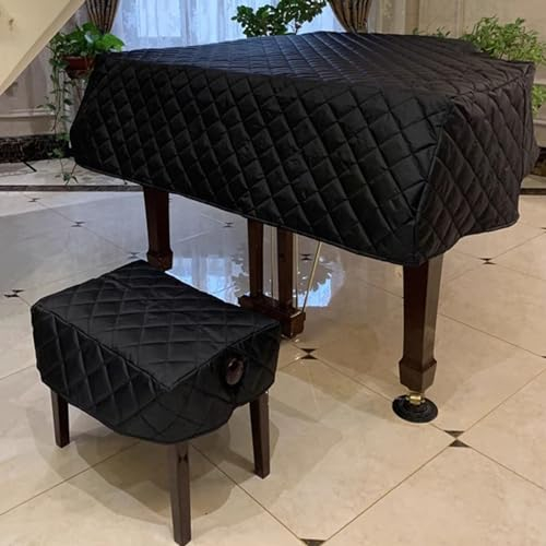 Mavcobo Flügel Klavier Abdeckung-Grand Piano-Schutzhülle mit Klavierhocker-Deckungsabdeckung-eleganter schwarzer Aussehen-staubdes und kratzerer Beweis(A,160cm/63inch)