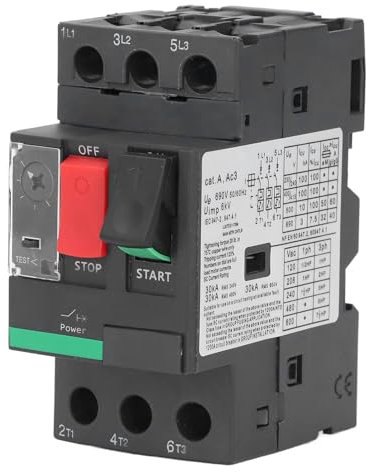 Disjoncteur Moteur 1,6-2,5 A, Interrupteur de Protection de Circuit avec Commande par Bouton, Montage sur Rail Din 35 Mm, pour Charges Résistives, Capacitives et Inductives